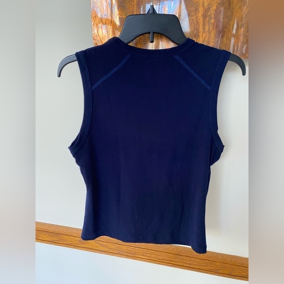 Bebe Vintage GUC blue rhinestone logo nylon tank top large - Picture 3 of 7